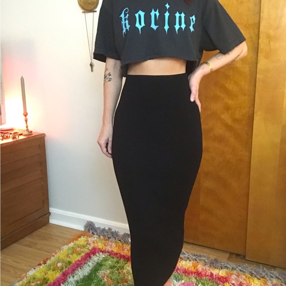 The BABATON Group Aritzia Black Ribbed Tube Pencil Bodycon Skirt - Picture 6 of 11